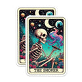 (2 Pack) The Smoker Stickers - Skeleton Smoking - Cosmic Art - Trippy Sticker Skull Art - 5" On Longest Side - Sticks to Smooth Flat Surfaces - Made in USA - BMCS5500