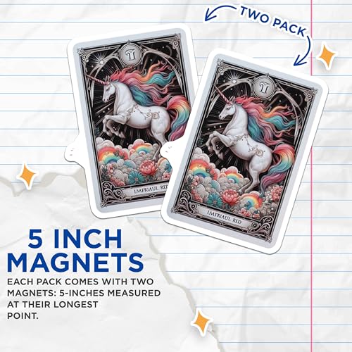 (2 Pack) Rainbow Unicorn Magnet - Mystical Unicorn Decor - 5" On Longest Side - Sticks to Smooth Flat Surfaces - Made in USA - MAG10115