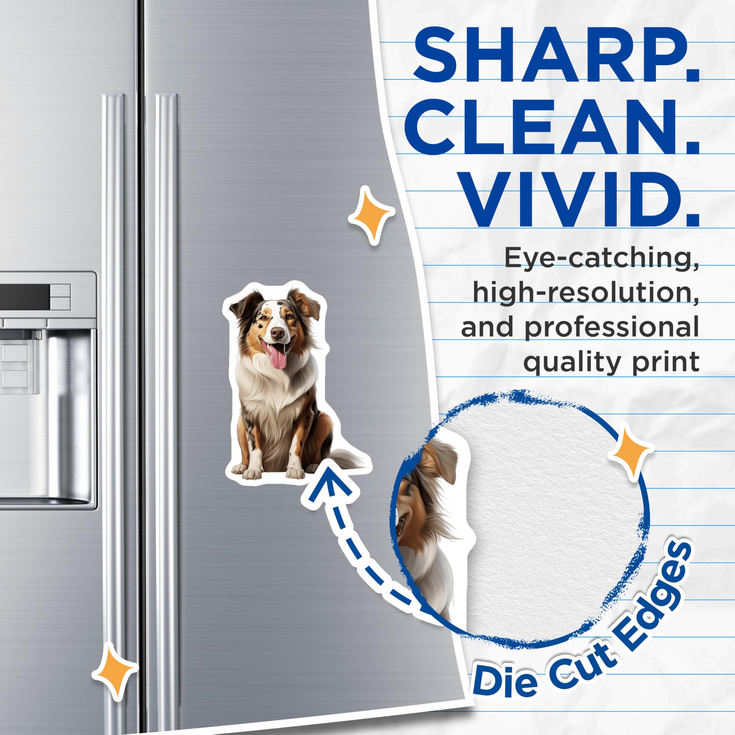 (2 Pack) Australian Shepherd Magnets - Dog Lover Decor - Pet Owner Present - 5 Inches On Longest Side - Thick Durable Magnet - Made in USA - MAG26185