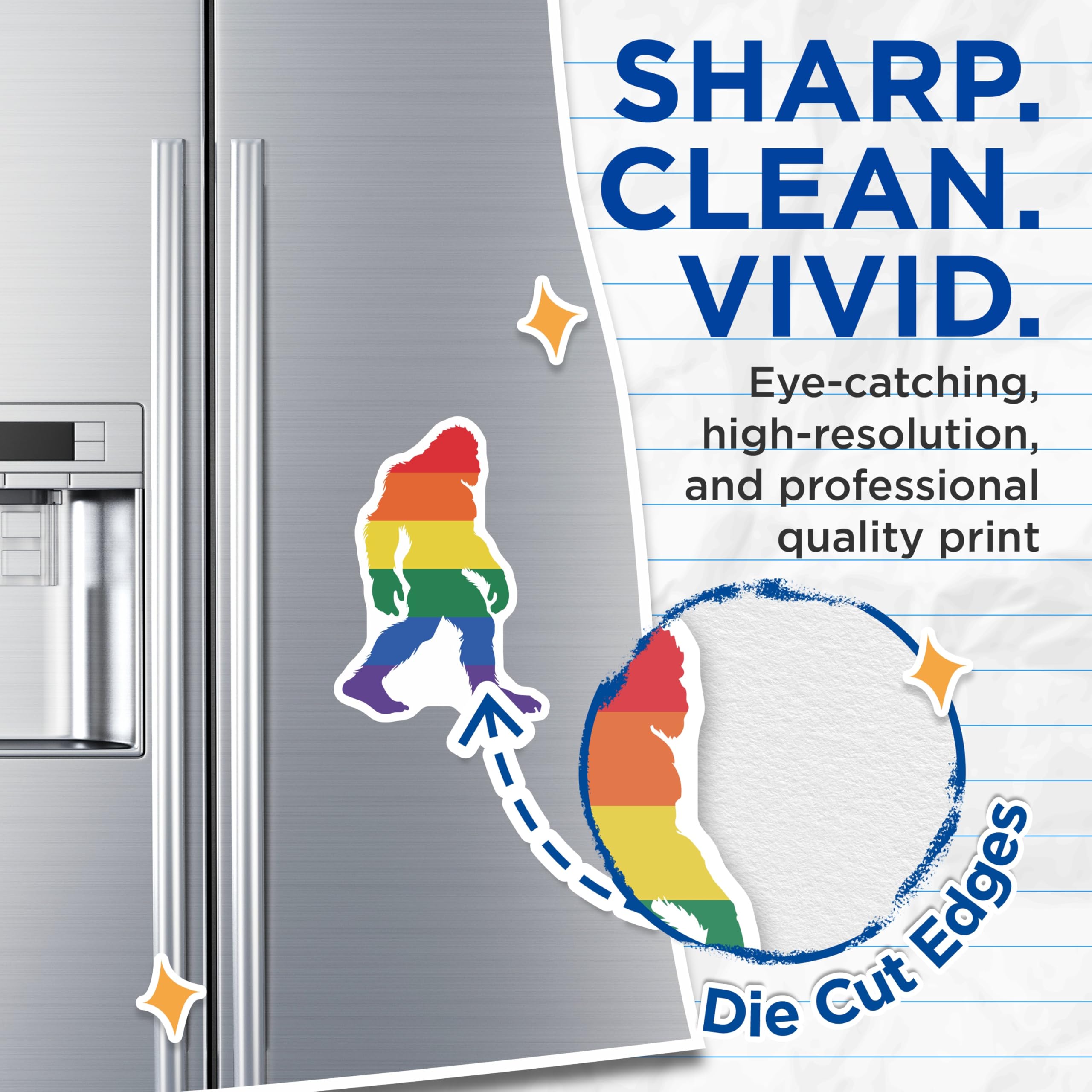 (2 Pack) Rainbow Bigfoot Magnets - LGBTQ Pride Sasquatch Accessory - Cryptid Legend Display Decor - 5 Inches On Longest Side - Thick Durable Magnet - Made in USA - MAG21045