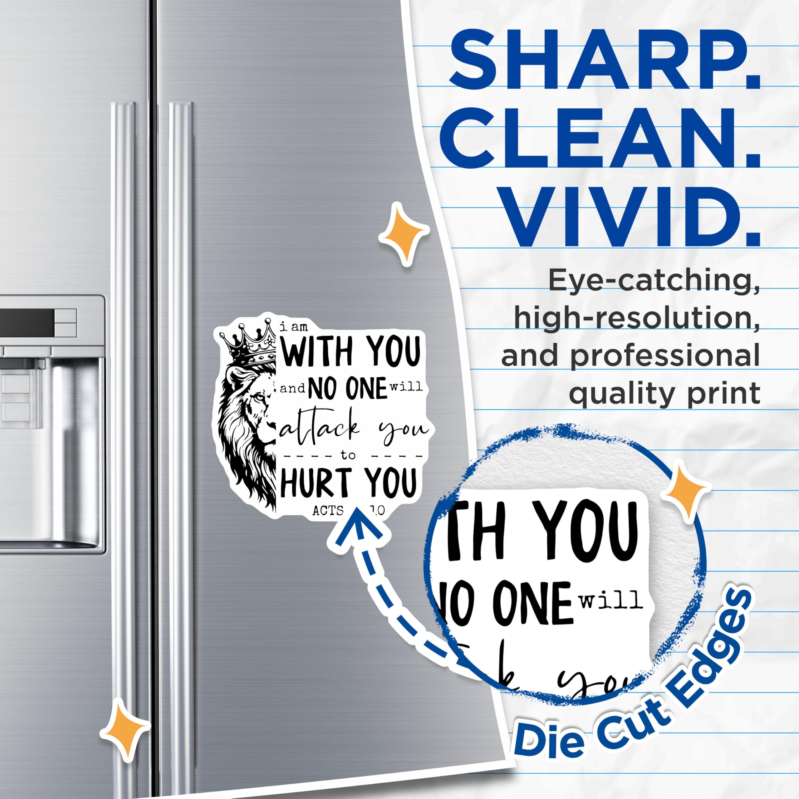 (2 Pack) Lion Verse Magnets - Acts 18 10 - Christian Faith Decor - 5" On Longest Side - Premium Magnet - for Cars, Refrigerators, Toolboxes, Lockers - Made in USA - MAG14865