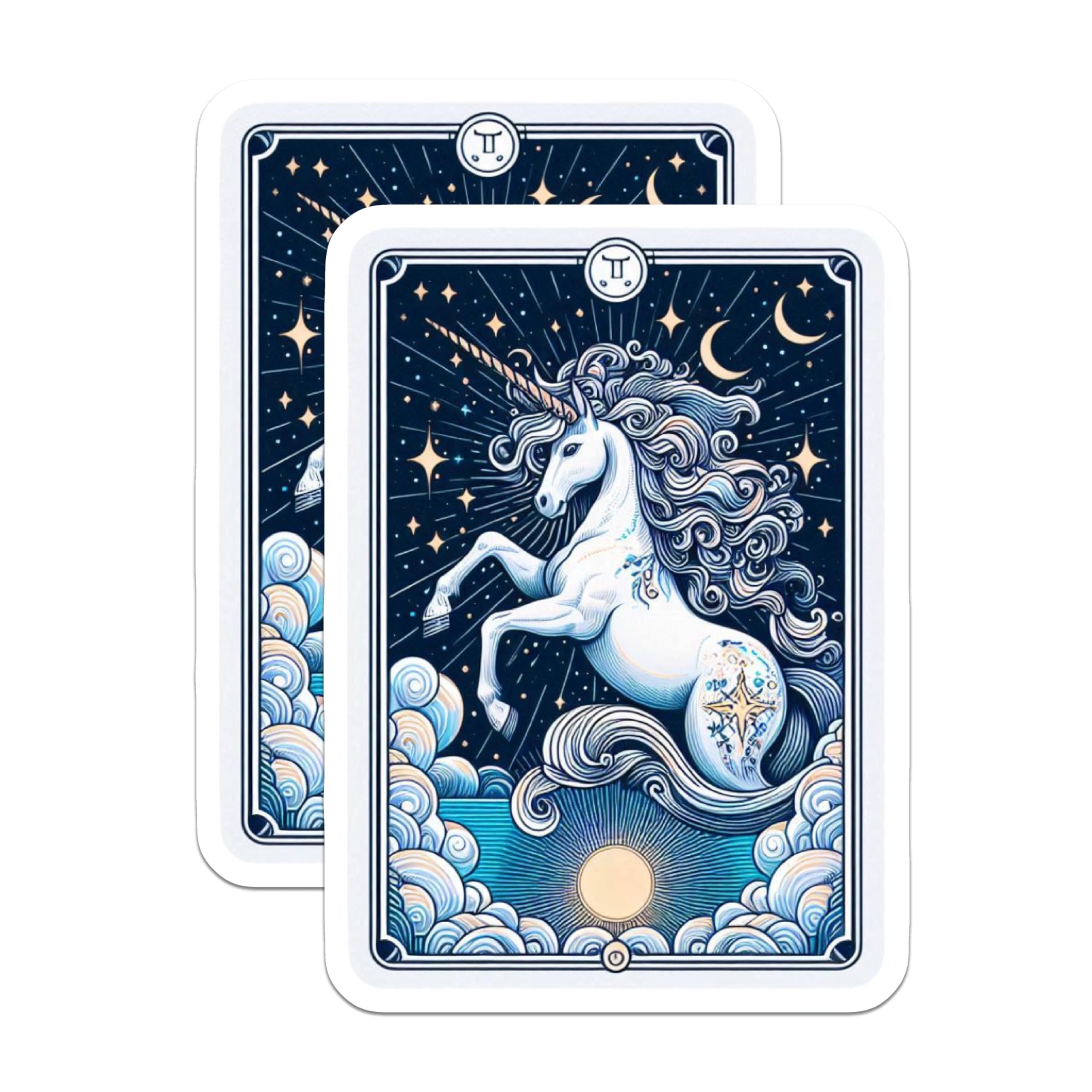 (2 Pack) Unicorn Magnets - Celestial Fantasy Decor - Gemini Zodiac Art - Starry Night Magical Creatures Fridge Art - 5 Inches On Longest Side - Thick Durable Magnet - Made in USA - MAG22196