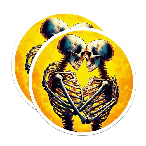 (2 Pack) Skeleton Couple Magnets - Halloween Decorations - Day of The Dead Decor - Fun Office Magnets - 5" On Longest Side - for Cars, Fridges, Toolboxes - Made in USA - MAG7120