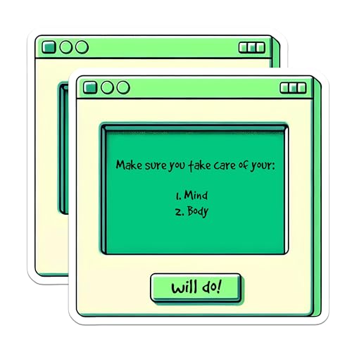 (2 Pack) Self Care Stickers - Motivational - Mind Body Reminder - 5" On Longest Side - Sticks to Smooth Flat Surfaces - Made in USA - BMCS8330