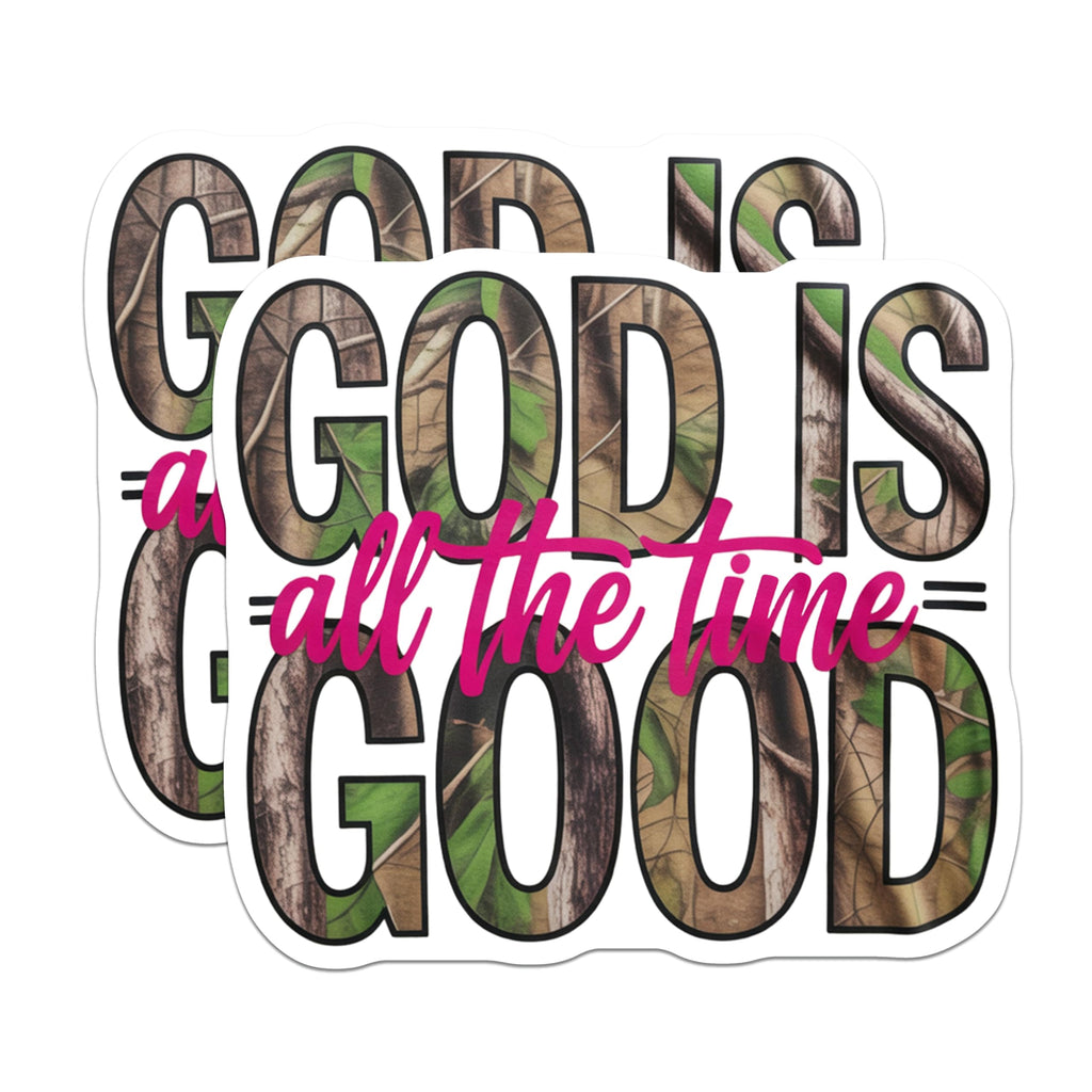 (2 Pack) God is Good All The Time Magnets - Camouflage Faith Decor - Christian Inspirational Quote - 5 Inches On Longest Side - Thick Durable Magnet - Made in USA - MAG20080