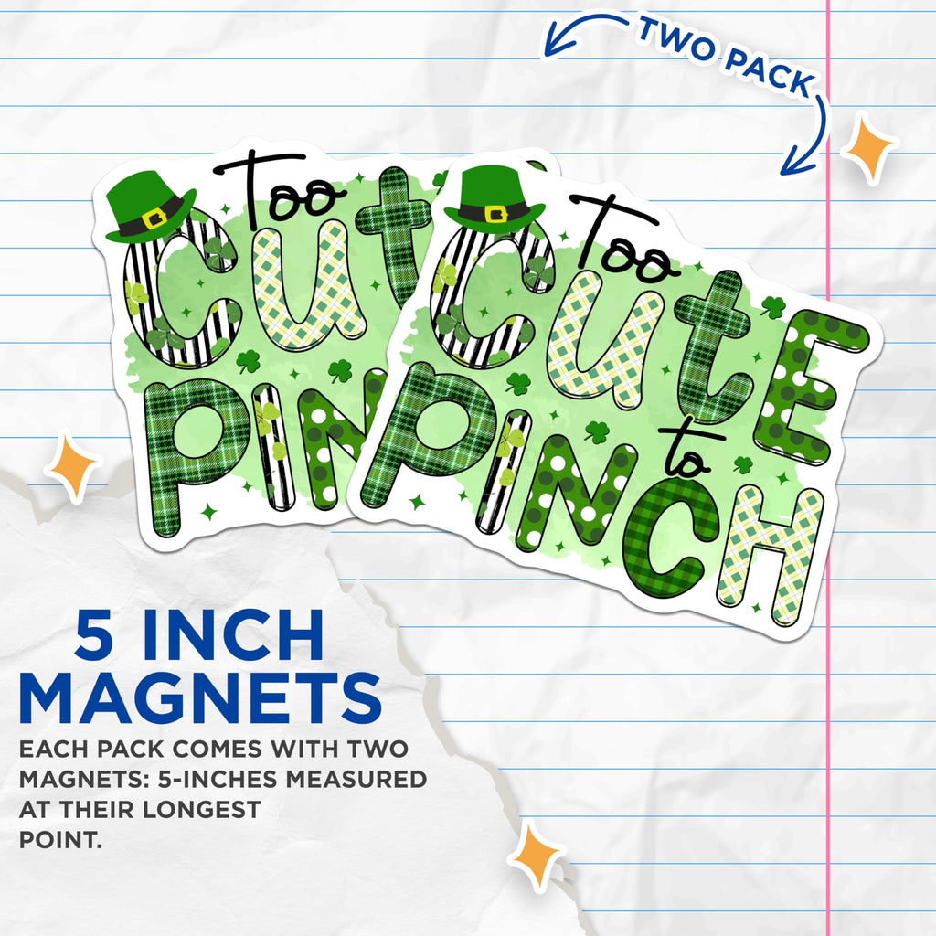 (2 Pack) St Patricks Day Holiday Magnets - Cute Irish Clover Decoration - Leprechaun Hat Saying Magnets - 5 Inches On Longest Side - Thick Durable Magnet - Made in USA - MAG22958