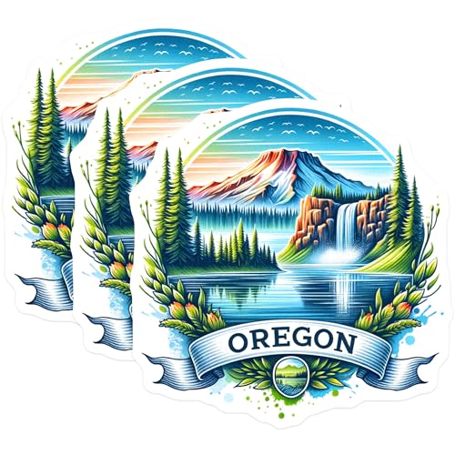 (3 Pack) Oregon Decals - Laptop Decal - State Pride- 3 Inches On Longest Side - Easy Peel & Apply - Made in USA - 3MCS5395