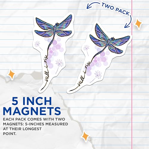 (2 Pack) Dragonfly Art Magnets - Inspirational Quote Magnets - Unique Home Magnet - Dragonfly Refrigerator Magnets - 5" On Longest Side - for Cars, Fridges, Toolboxes - Made in USA - MAG4192