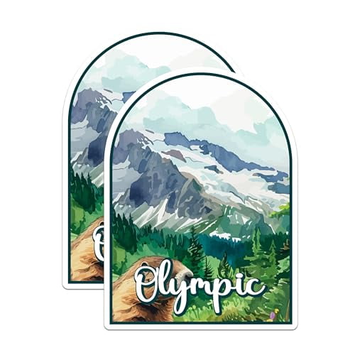 (2 Pack) Olympic National Park Bumper Magnet - US National Park - Choose from 63 Parks - 5" On Longest Side - Decal for Car Bumper, Laptop, Water Bottle, Wall, and Window - MAG1535