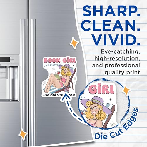 (2 Pack) Book Girl Summer Magnets - Dive Into A Good Book - Girl Reading Poolside Decor - 5" On Longest Side - for Cars, Fridges, Toolboxes - Made in USA - MAG7282