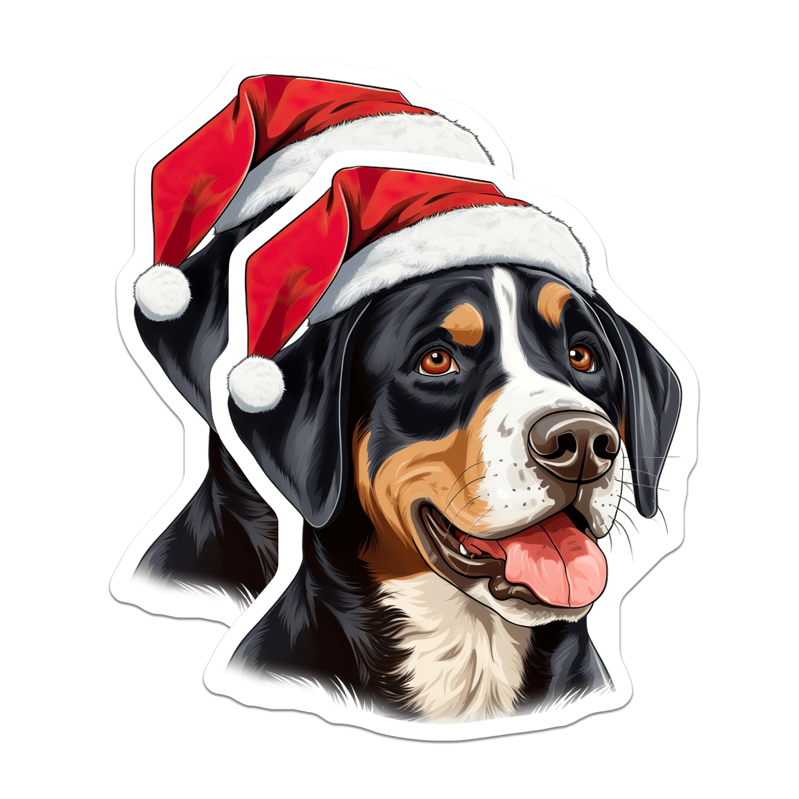 (2 Pack) Bernese Mountain Dog Magnets - Santa Hat Dog Magnet - Christmas Decor - Holiday Pet Lover Magnets - 5 Inches On Longest Side - Thick Durable Magnet - Made in USA - MAG25313