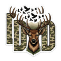 (2 Pack) Camouflage Deer Head Dad Magnets - Hunter Antler Father Decor - Outdoorsman Wildlife Art - 5 Inches On Longest Side - Thick Durable Magnet - Made in USA - MAG22962