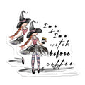 (2 Pack) Witch Before Coffee Magnets - Funny Halloween Decor - Coffee Lover Witchy Humor - 5 Inches On Longest Side - Thick Durable Magnet - Made in USA - MAG36248