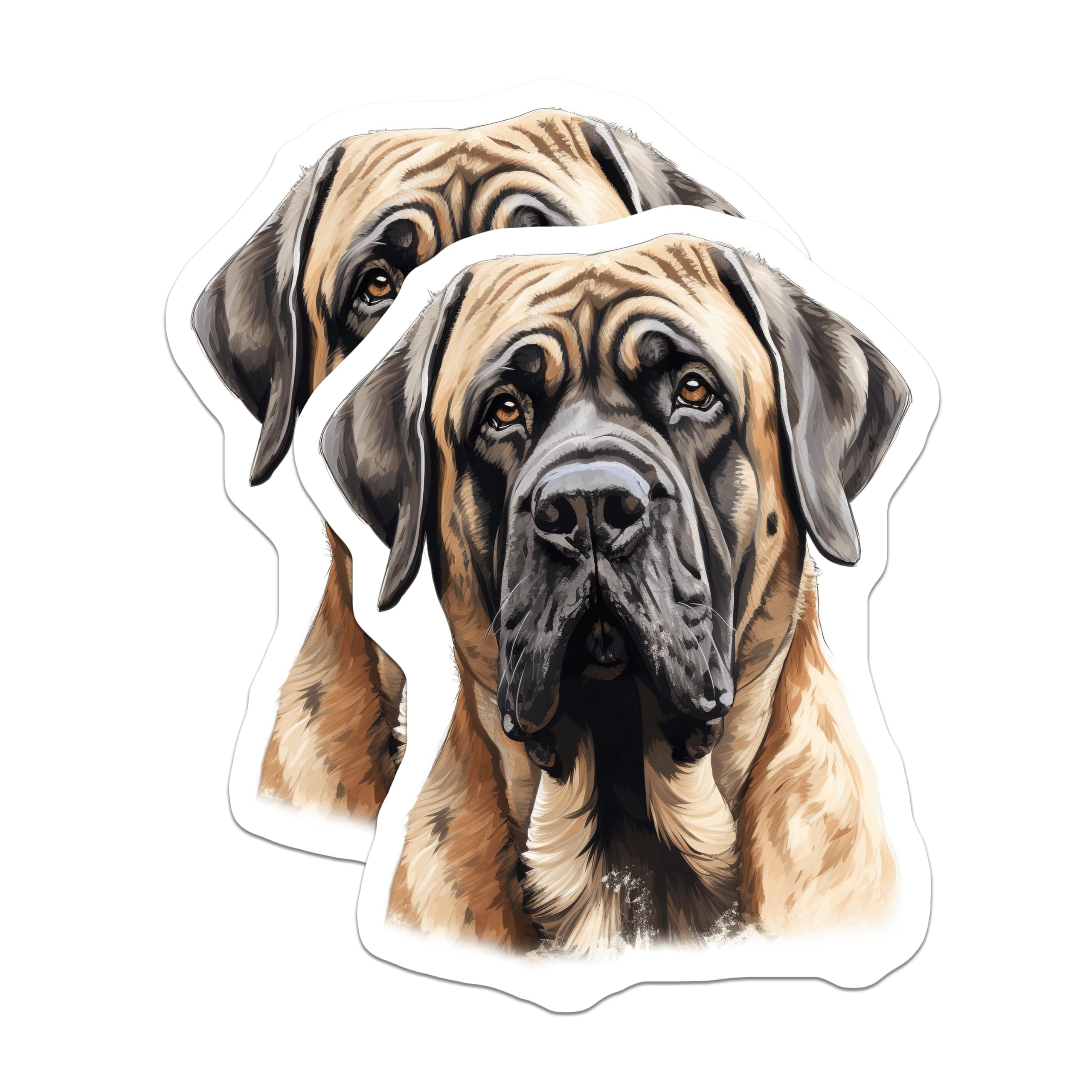 (2 Pack) Mastiff Dog Magnets - Large Breed Pet Portrait - Fawn Mastiff Decor for Dog Owner - 5 Inches On Longest Side - Thick Durable Magnet - Made in USA - MAG26832