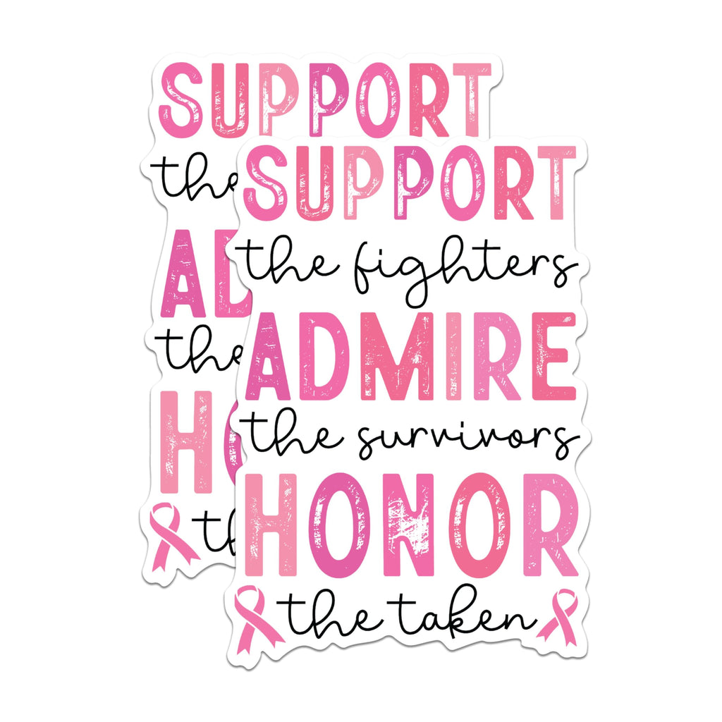 (2 Packs) Support The Fighters Admire The Survivors Honor The Taken Magnets - Breast Cancer Awareness Magnets - 5" On Longest Side - for Fridges, Toolboxes, Cars - Made in USA - MAG2447