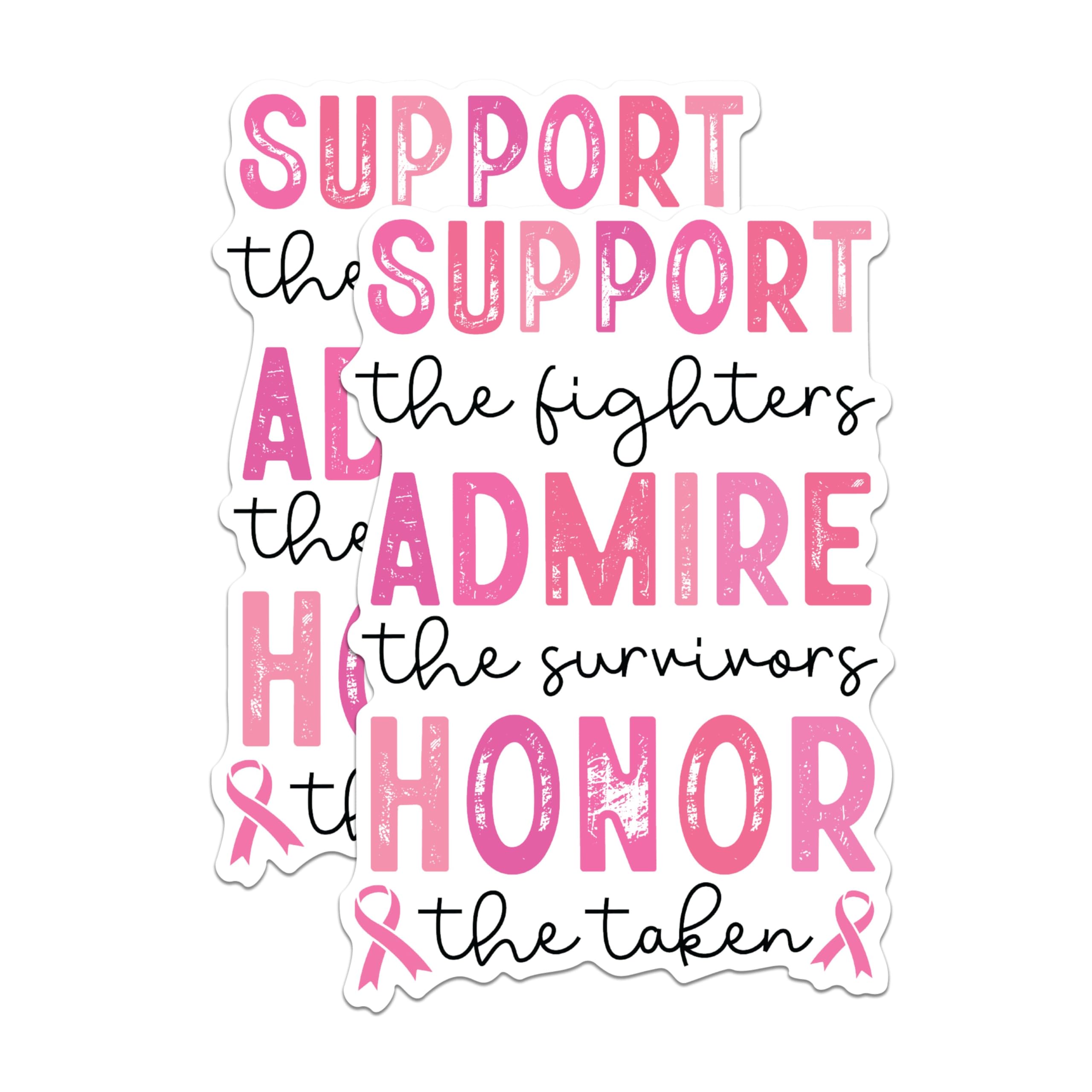 (2 Packs) Support The Fighters Admire The Survivors Honor The Taken Magnets - Breast Cancer Awareness Magnets - 5" On Longest Side - for Fridges, Toolboxes, Cars - Made in USA - MAG2447