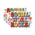 (2 Pack) Social Work Rocks Magnets - Groovy Social Worker Appreciation - Helping Professionals Decor - Mental Health Advocate Thank You - 5" - Durable Magnet - Made in USA - MAG38481