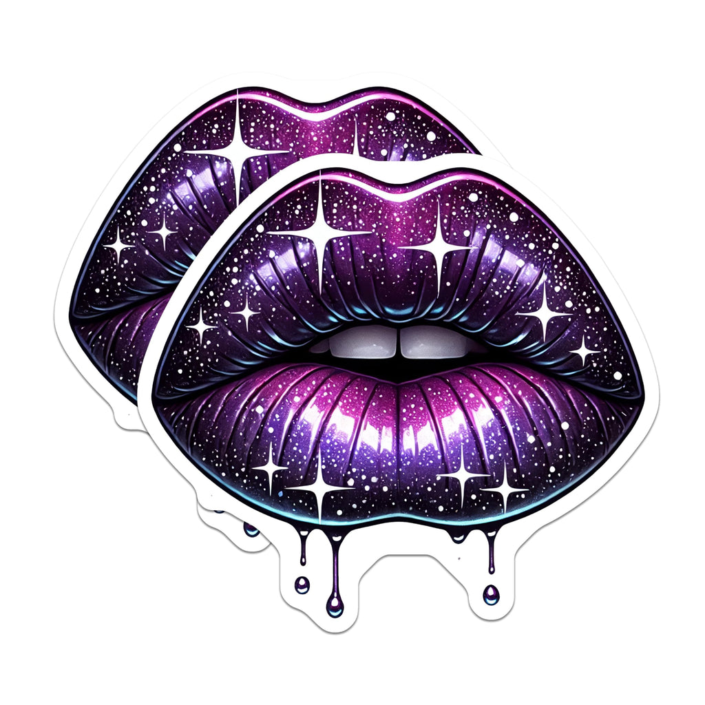 (2 Pack) Galaxy Lips Magnets - Cosmic Lip Art Magnets - Space Themed Decor Magnets - 5" On Longest Side - for Cars, Refrigerators, Toolboxes, Lockers - Made in USA MAG3547