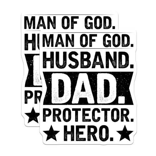 (2 Pack) Man of God Stickers - Husband Dad Protector Hero - Inspirational Sticker Pack - 5" On Longest Side - Sticks to Smooth Flat Surfaces - Made in USA - BMCS6178