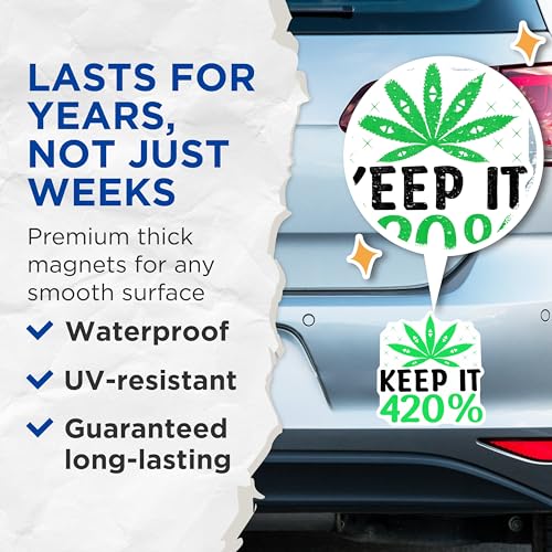 (2 Pack) Keep It 420 Magnets Magnets - Cannabis Enthusiast Decor - 5" On Longest Side - Made in USA - Sticks to Refrigerators & Metal Surfaces - MAG8937