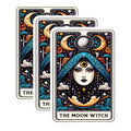 (3 Pack) Moon Witch Decals - Tarot Card Stickers - Laptop Decals - 3 Inches On Longest Side - Easy Peel & Apply - Made in USA - 3MCS4226