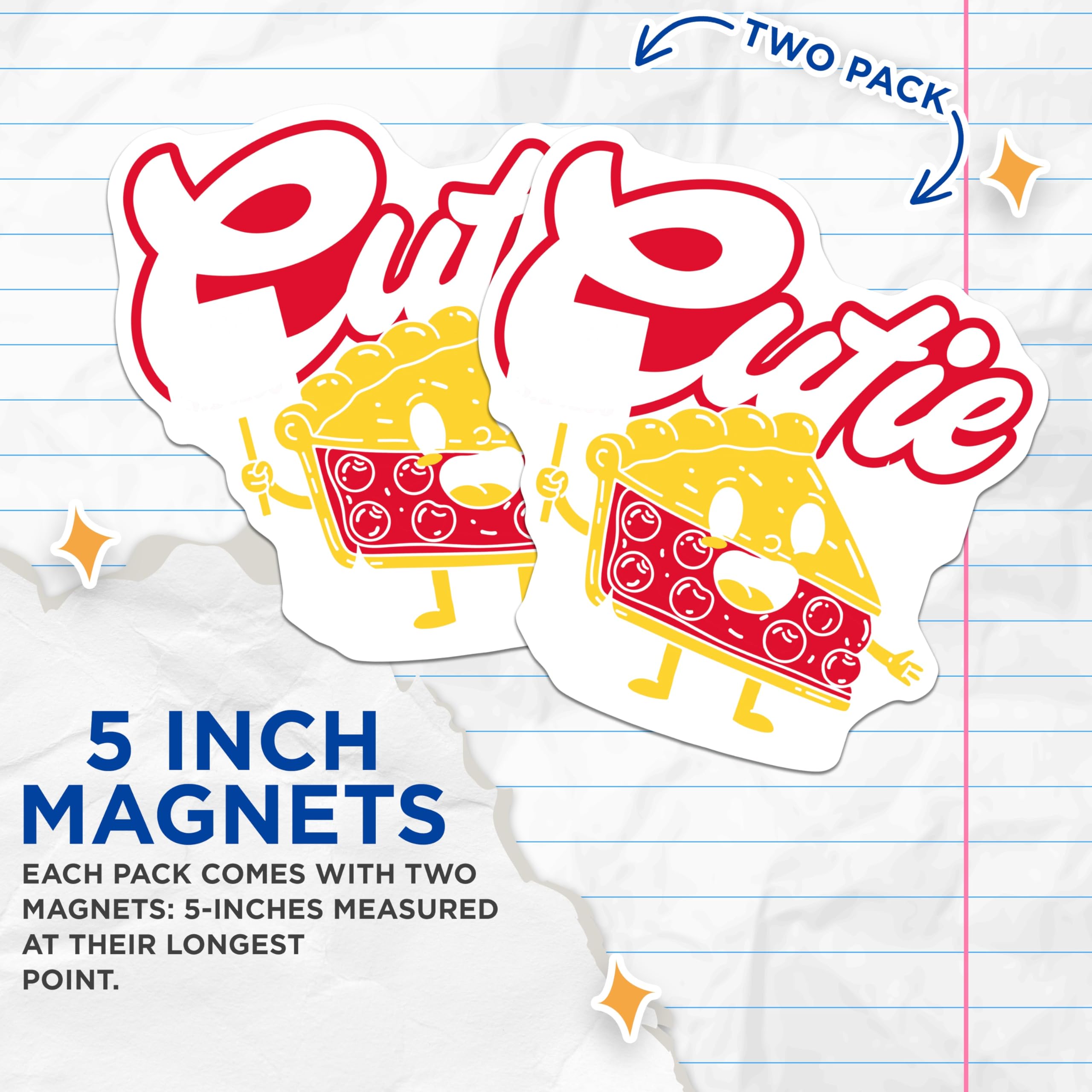 (2 Pack) Cherry Pie Magnets - Cartoon Pie Slice - Kawaii Food Magnet - 5" On Longest Side - Premium Magnet - for Cars, Refrigerators, Toolboxes, Lockers - Made in USA - MAG16906
