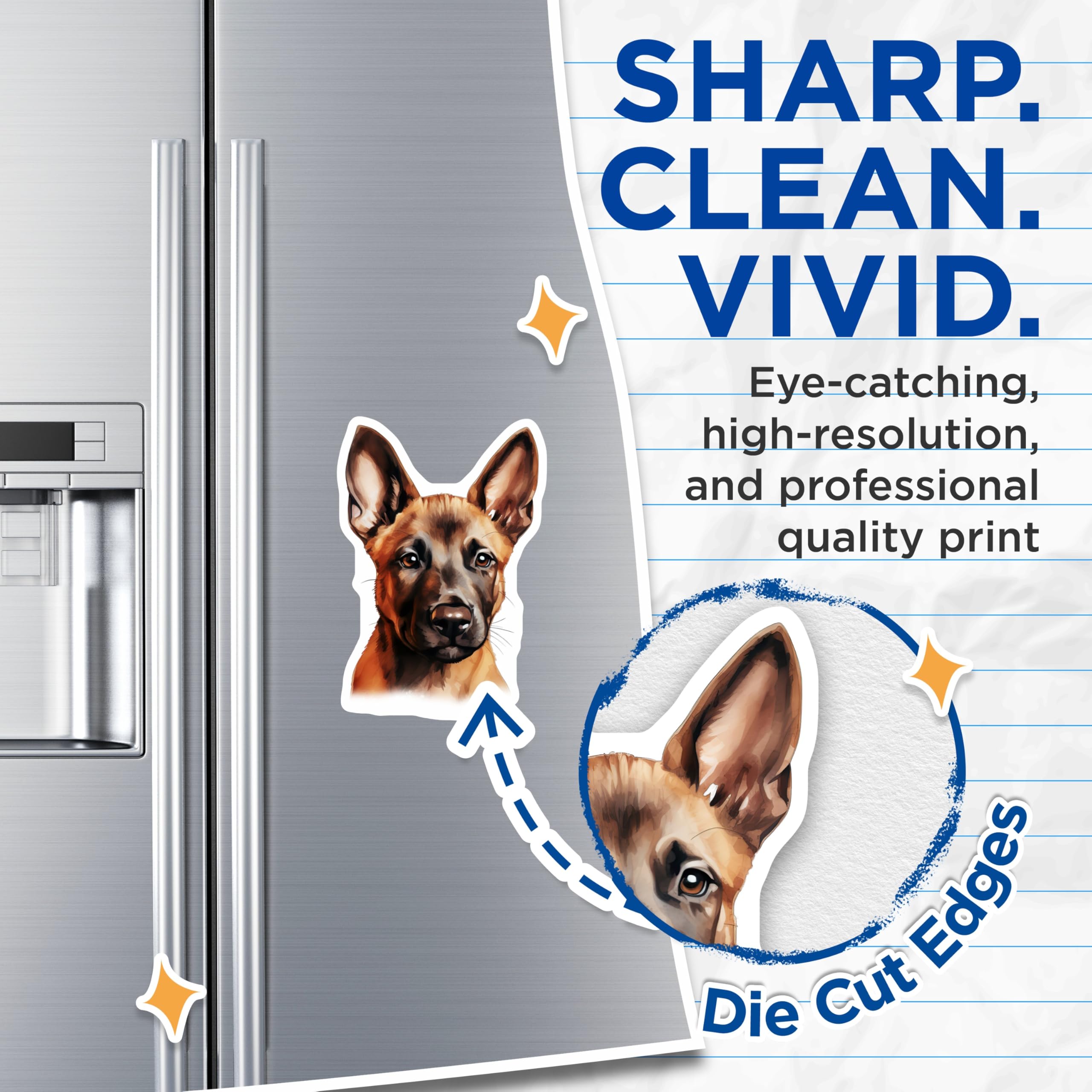 (2 Pack) German Shepherd Puppy Magnets - Loyal GSD Dog Breed Art - Animal Companion Refrigerator Magnets for Kitchen Decor - 5 Inches On Longest Side - Thick Durable Magnet - Made in USA - MAG24843