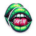 (2 Pack) Cool Lip Art Magnets - Dope AF Green Lips - Fun for Fridge - 5" On Longest Side - for Cars, Fridges, Toolboxes - Made in USA - MAG4562