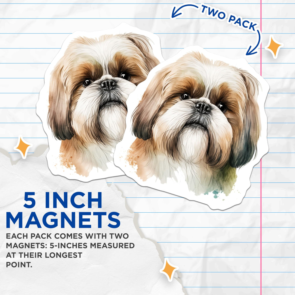 (2 Pack) Shih Tzu Magnets - Cute Dog Breed - Refrigerator Magnets - 5" On Longest Side - Premium Magnet - for Cars, Refrigerators, Toolboxes, Lockers - Made in USA - MAG16355