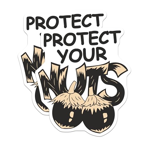 (2 Pack) Protect Your Nuts Magnets Magnets - Kitchen Decor - 5" On Longest Side - Made in USA - Sticks to Refrigerators & Metal Surfaces - MAG9158