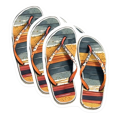 (3 Pack) Flip Flops Decals - Beach Theme - Summer Footwear - 3 Inches On Longest Side - Easy Peel & Apply - Made in USA - 3MCS8096