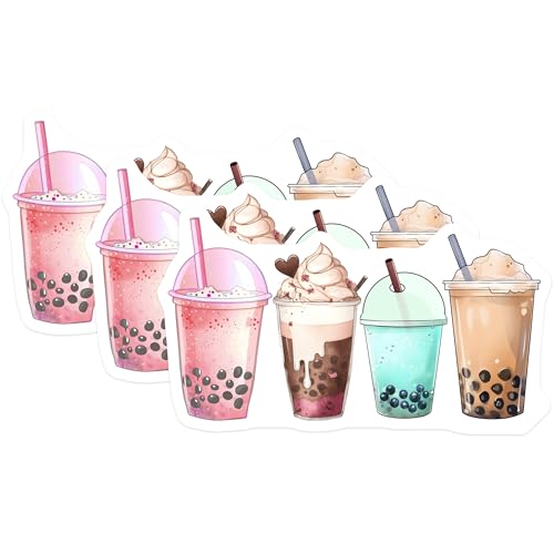 (3 Pack) Boba Tea Decals - Bubble Tea Stickers - Laptop Decals - 3 Inches On Longest Side - Easy Peel & Apply - Made in USA - 3MCS6514