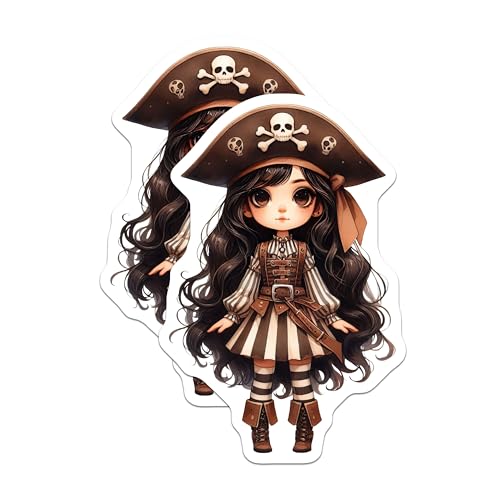 (2 Pack) Cute Pirate Doll Magnets - Adorable Figure Decor - Fun Refrigerator Magnets - 5" On Longest Side - for Cars, Fridges, Toolboxes - Made in USA - MAG7263