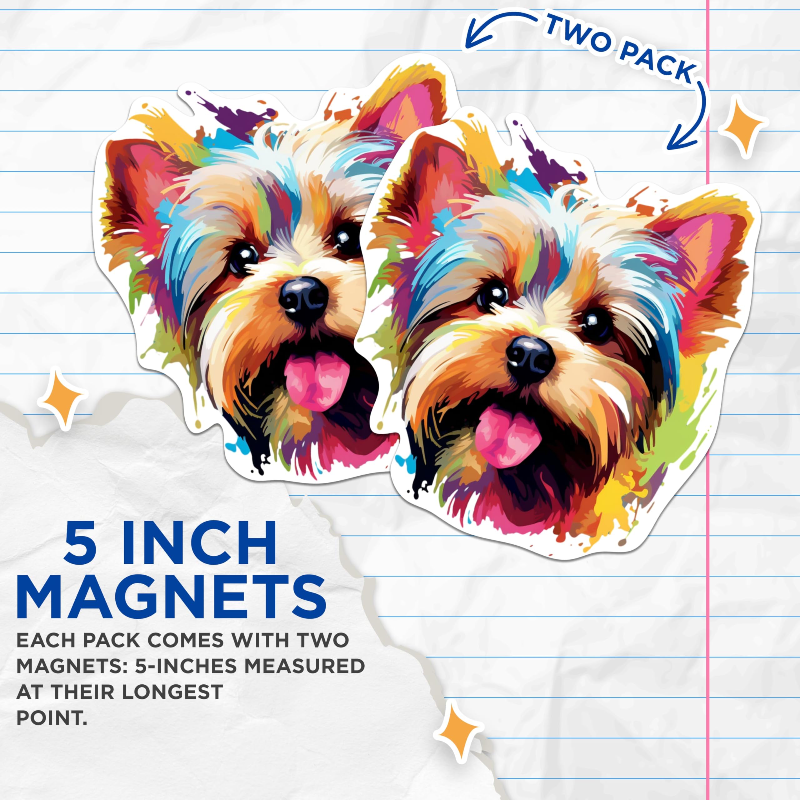 (2 Pack) Yorkshire Terrier Dog Breed Magnets- 5 Inches On Longest Side - Choose from Over 100 Dog Breeds - for Cars, Refrigerators, Toolboxes - Made in USA - MAG1981