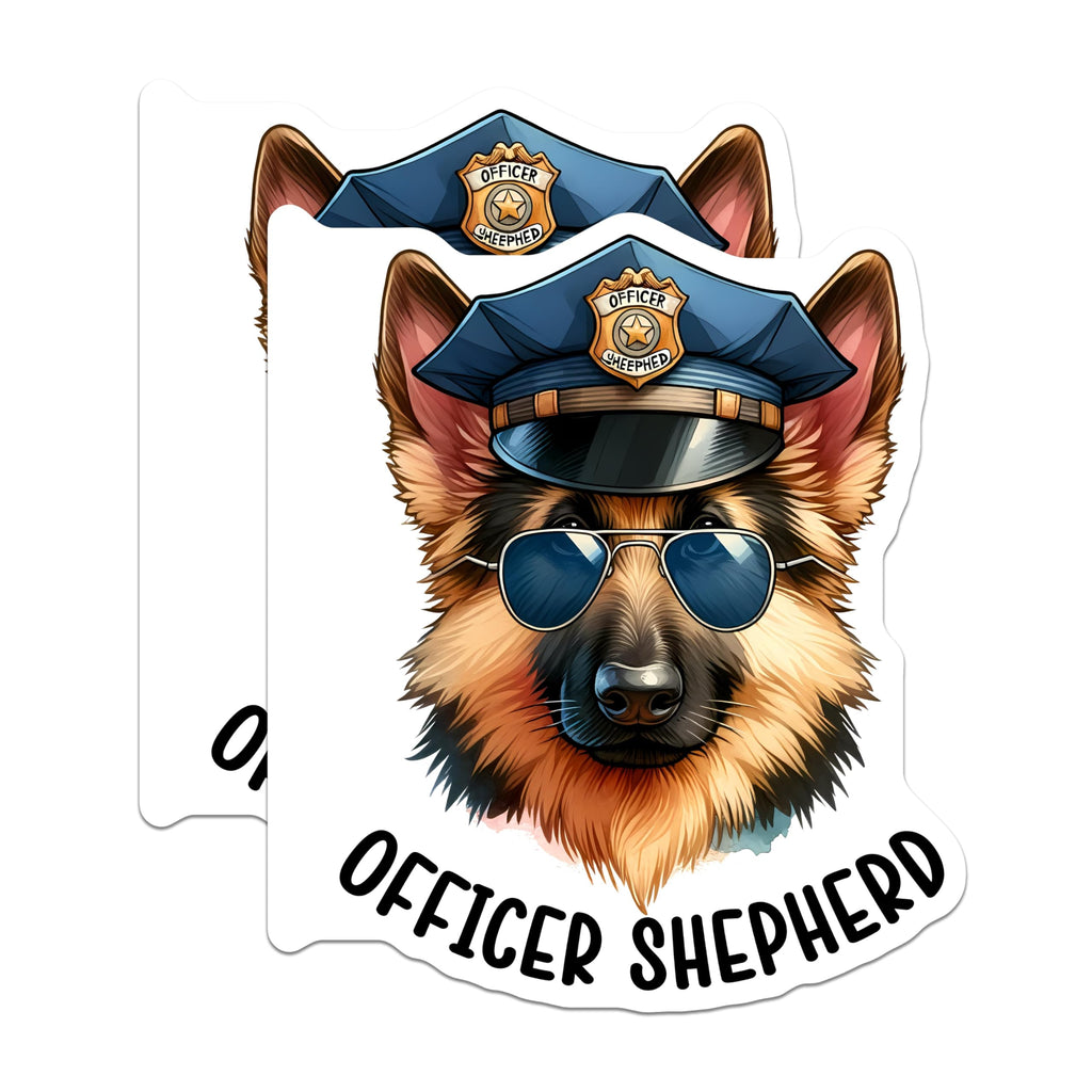 (2 Pack) Officer Shepherd Magnets - Police Dog Art - Canine - Law Enforcement Officer Gift - Pet Lover Magnet - 5" On Longest Side - for Cars, Fridges, Toolboxes - Made in USA - MAG3658