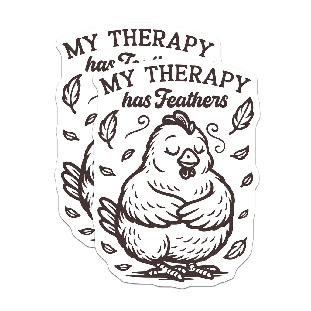(2 Pack) My Therapy Has Feathers Magnets - Cute Chicken Decor - Farmhouse Refrigerator Art - 5 Inches On Longest Side - Thick Durable Magnet - Made in USA - MAG39841