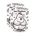 (2 Pack) My Therapy Has Feathers Magnets - Cute Chicken Decor - Farmhouse Refrigerator Art - 5 Inches On Longest Side - Thick Durable Magnet - Made in USA - MAG39841
