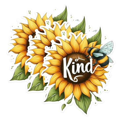 (3 Pack) Kind Sunflower Decals - Bumble Bee Decor - Laptop Decals - 3 Inches On Longest Side - Easy Peel & Apply - Made in USA - 3MCS1684