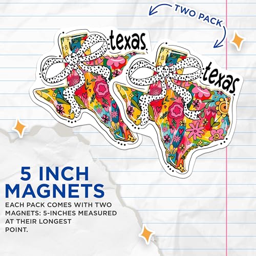 (2 Pack) Bold Floral Decor Magnet - 5" On Longest Side - Sticks to Smooth Flat Surfaces - Made in USA - MAG9579