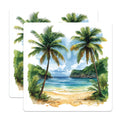 (2 Pack) Tropical Beach Magnets - Watercolor Palm Tree Scene - Island Paradise Decor - Ocean View Art - 5 Inches On Longest Side - Thick Durable Magnet - Made in USA - MAG23850