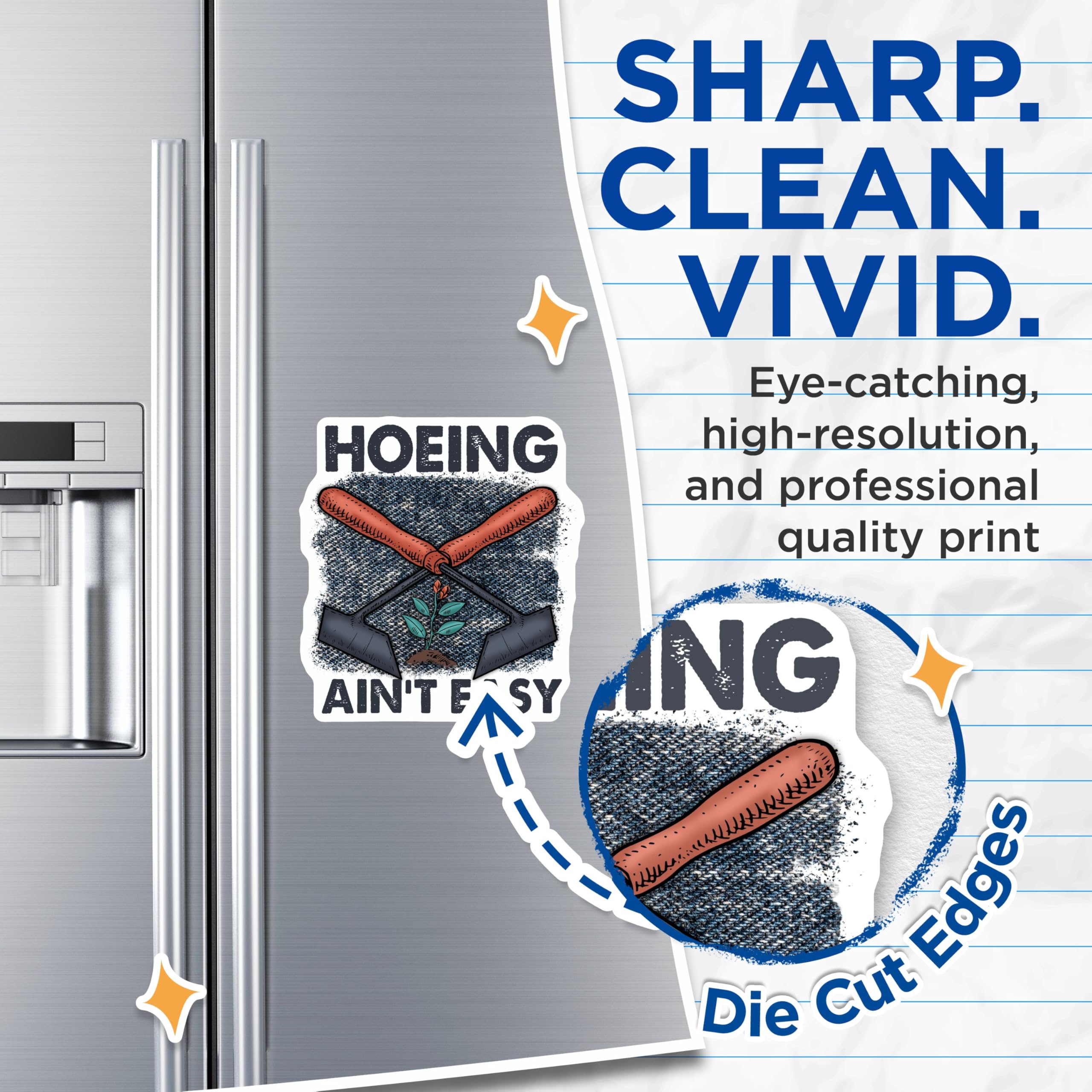 (2 Pack) Hoeing Ain't Easy Magnets - Gardening Humor - Funny Quotes - 5" On Longest Side - for Cars, Fridges, Toolboxes - Made in USA - MAG4171