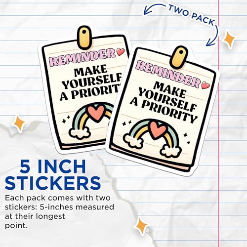 (2 Pack) Reminder Stickers - Motivational Quote Stickers - Priority Reminder Sticker - 5" On Longest Side - Sticks to Any Smooth Flat Surface - Made in USA - BMCS3249
