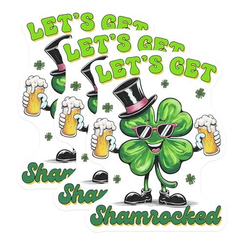 (3 Pack) Shamrocked Decals - St Patricks Day - Lucky Irish Decal - 3 Inches On Longest Side - Easy Peel & Apply - Made in USA - 3MCS7173