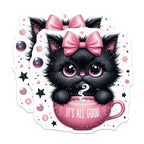 (2 Pack) Cute Cat Magnets - Black Cat Magnets - Its All Good Magnets - 5" On Longest Side - for Cars, Fridges, Toolboxes - Made in USA - MAG4600