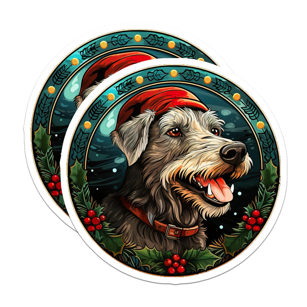 (2 Pack) Christmas Dog Magnets - Santa Hat Terrier Decor - Holiday Pet Lover Idea - 5 Inches On Longest Side - Thick Durable Magnet - Made in USA - MAG30140