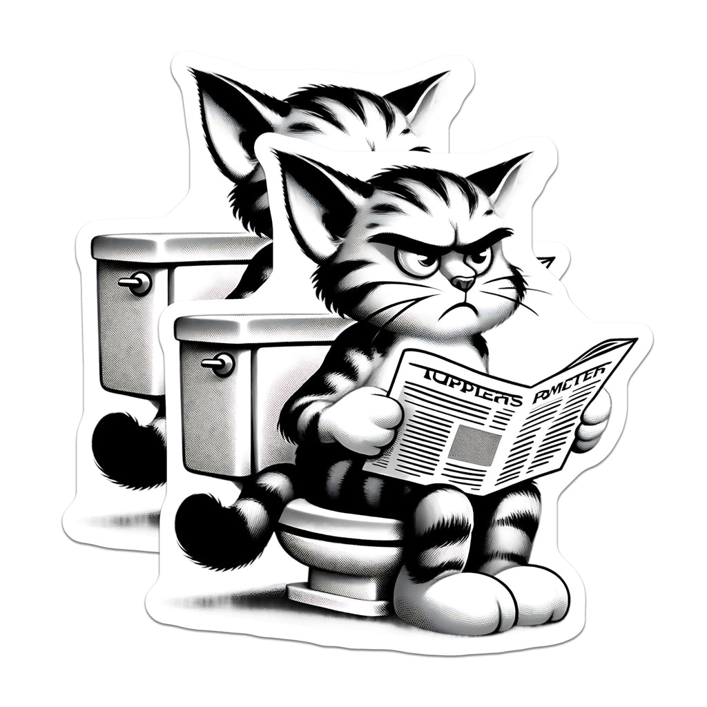 (2 Pack) Grumpy Cat Magnets - Bathroom Cat - Funny Toilet Humor Magnets - 5" On Longest Side - Premium Magnet - for Cars, Refrigerators, Toolboxes, Lockers - Made in USA - MAG15481