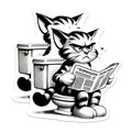 (2 Pack) Grumpy Cat Magnets - Bathroom Cat - Funny Toilet Humor Magnets - 5" On Longest Side - Premium Magnet - for Cars, Refrigerators, Toolboxes, Lockers - Made in USA - MAG15481