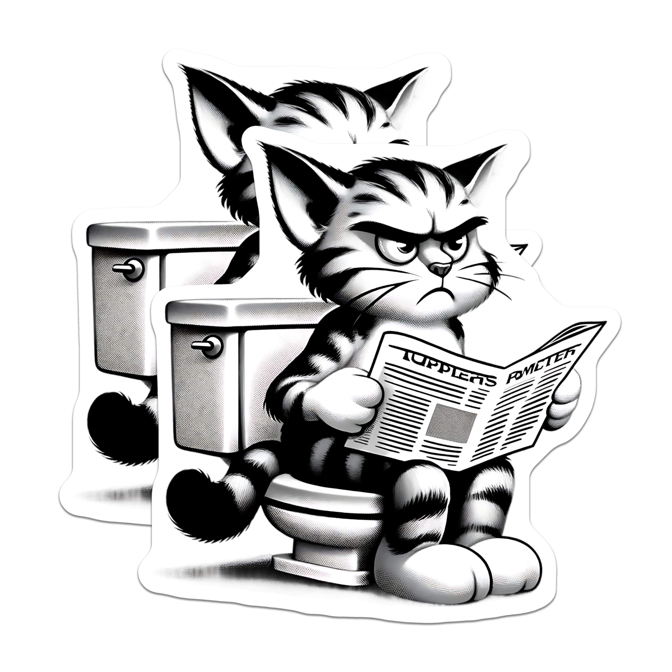 (2 Pack) Grumpy Cat Magnets - Bathroom Cat - Funny Toilet Humor Magnets - 5" On Longest Side - Premium Magnet - for Cars, Refrigerators, Toolboxes, Lockers - Made in USA - MAG15481