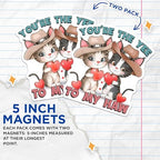 (2 Pack) Cute Cat Magnets - Cowboy Cat Lover - Kittens Holding Hearts - Love You Magnet - 5" On Longest Side - for Cars, Fridges, Toolboxes - Made in USA - MAG4357