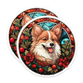 (2 Pack) Corgi Stained Glass Magnets - Holiday Dog Decor - Cute Pet Fridge Art - 5 Inches On Longest Side - Thick Durable Magnet - Made in USA - MAG27091